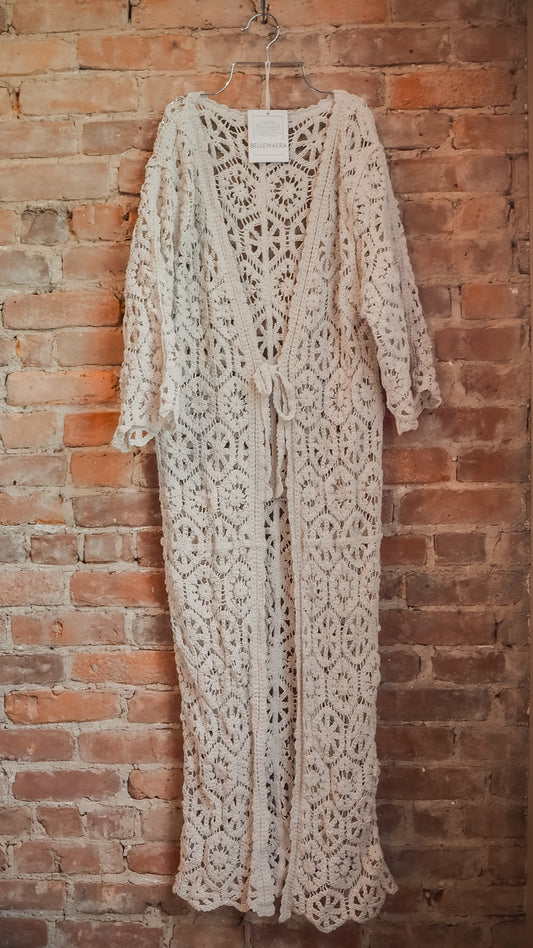 Boho crochet cardigan dress