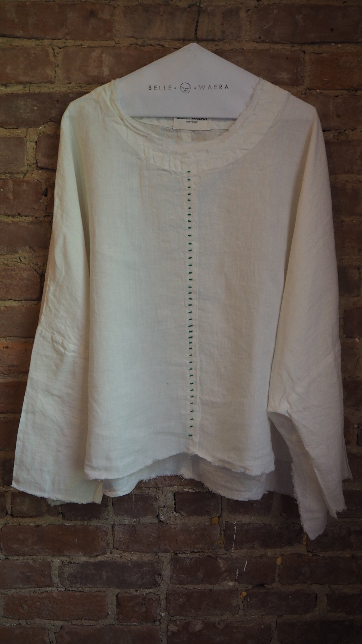 Linen long sleeve off shoulder top