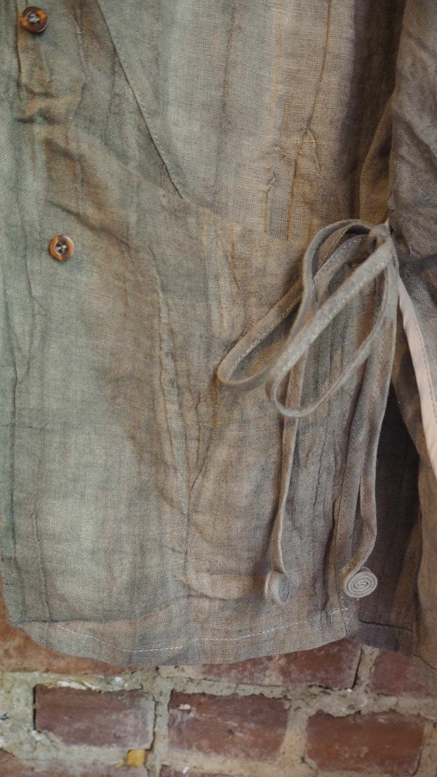 Natural hand dyed linen shirt mandarin collar