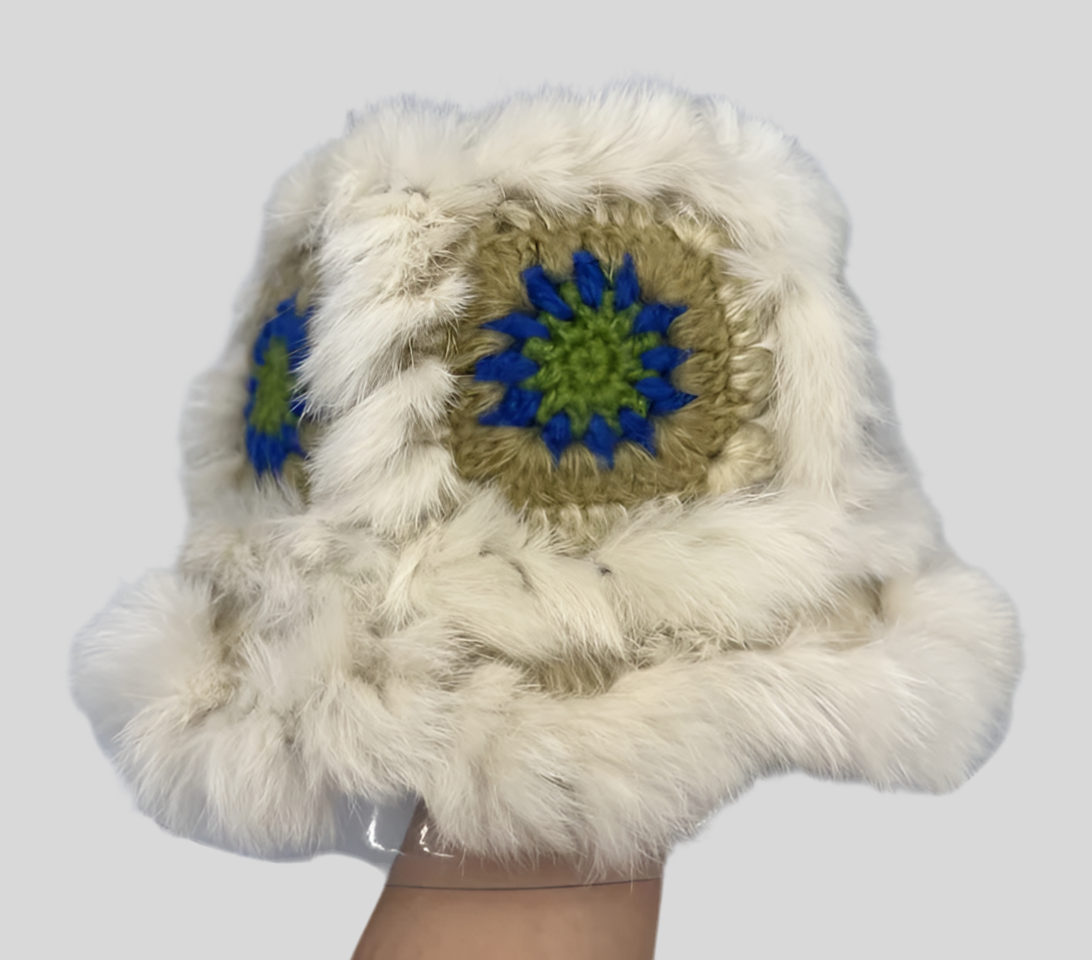 Crochet fur hat