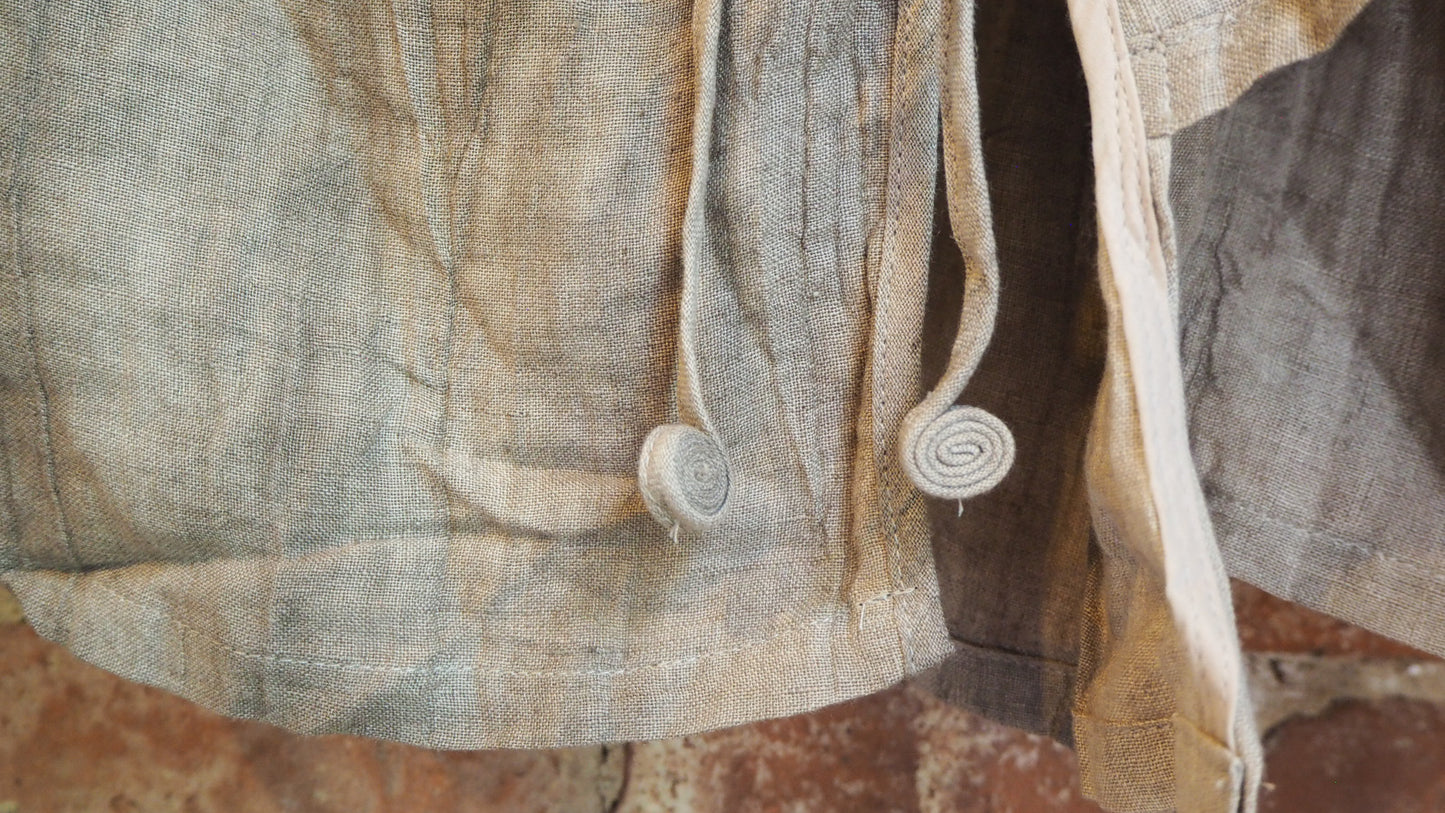 Natural hand dyed linen shirt mandarin collar