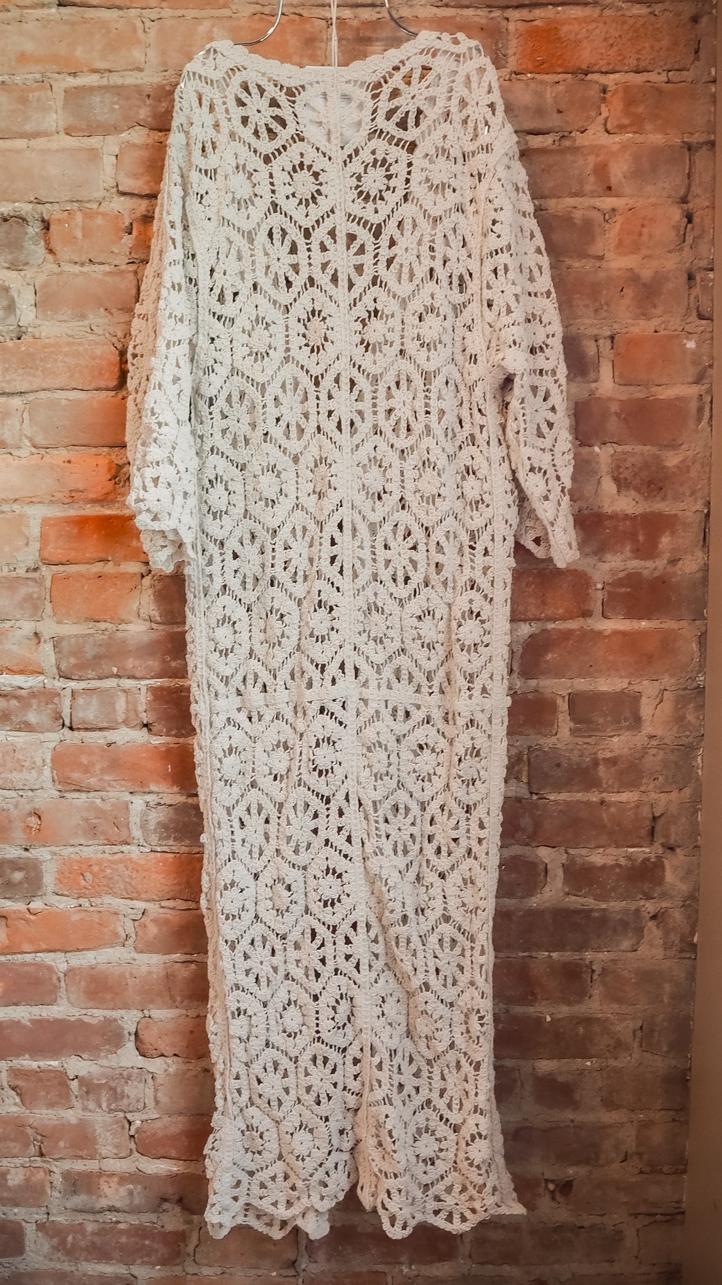 Boho crochet cardigan dress